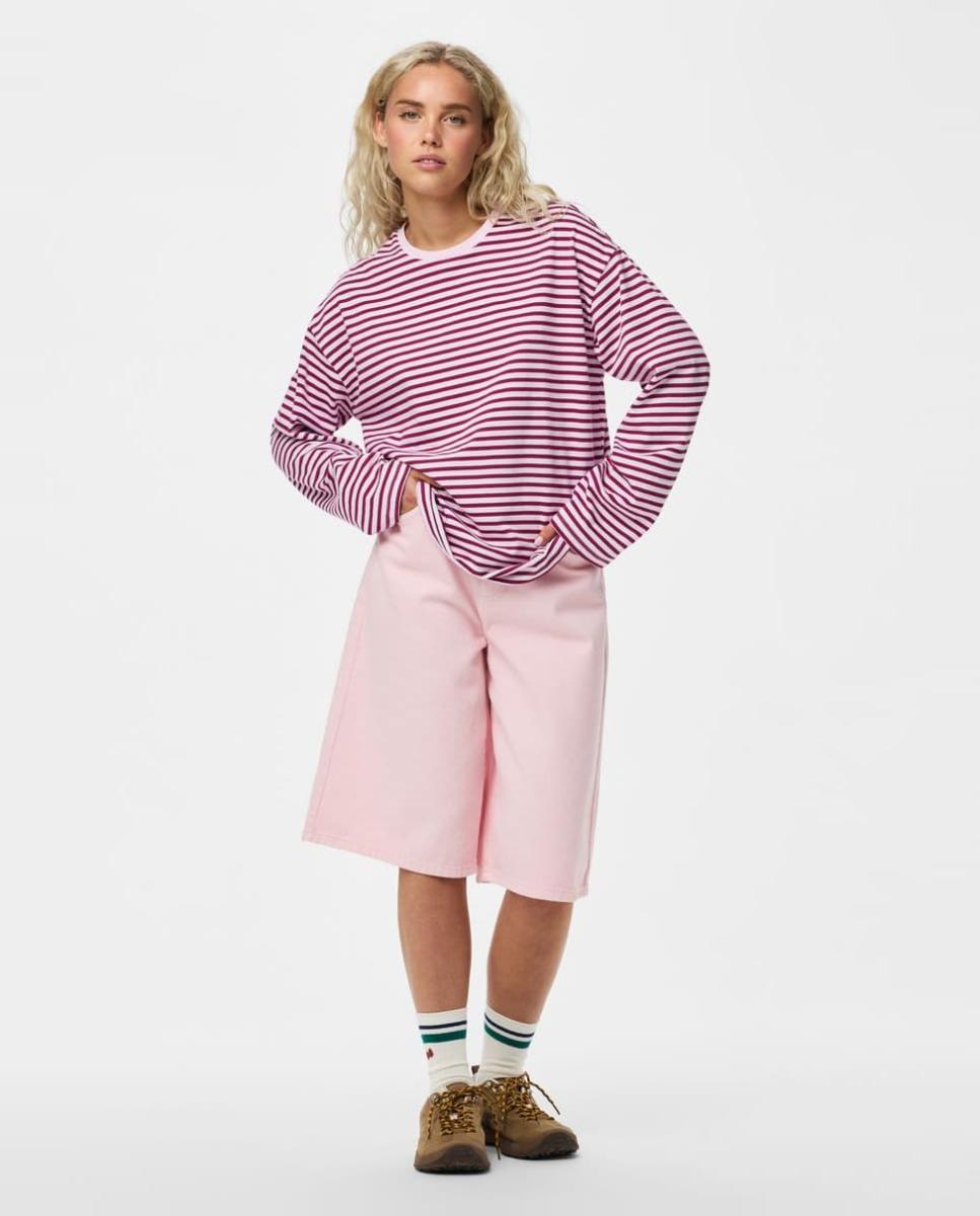 Camisola Oversize de Manga Comprida Fúcsia-6