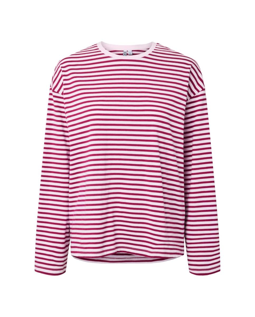 Camisola Oversize de Manga Comprida Fúcsia-4
