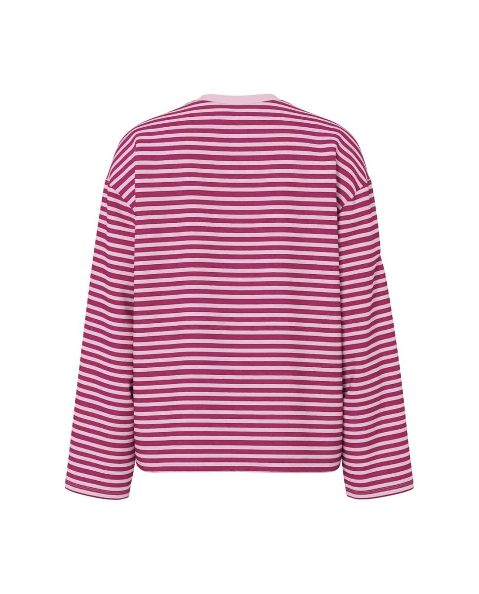 Camisola Oversize de Manga Comprida Fúcsia-5