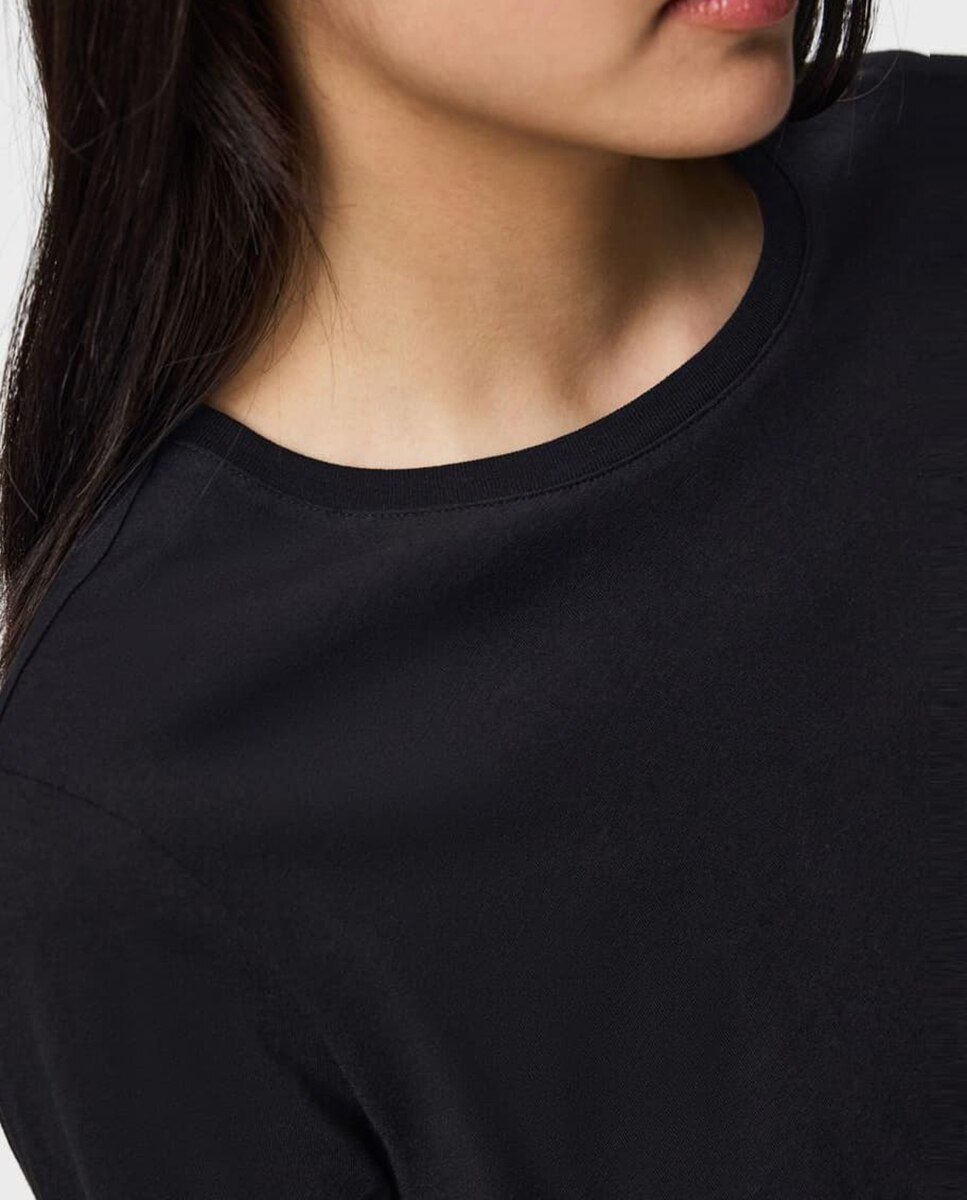 Camiseta de mujer de manga larga con cuello redondo - Pieces - Negro Negro-3