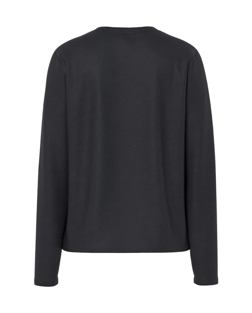 Camiseta de mujer de manga larga con cuello redondo - Pieces - Negro Negro-5