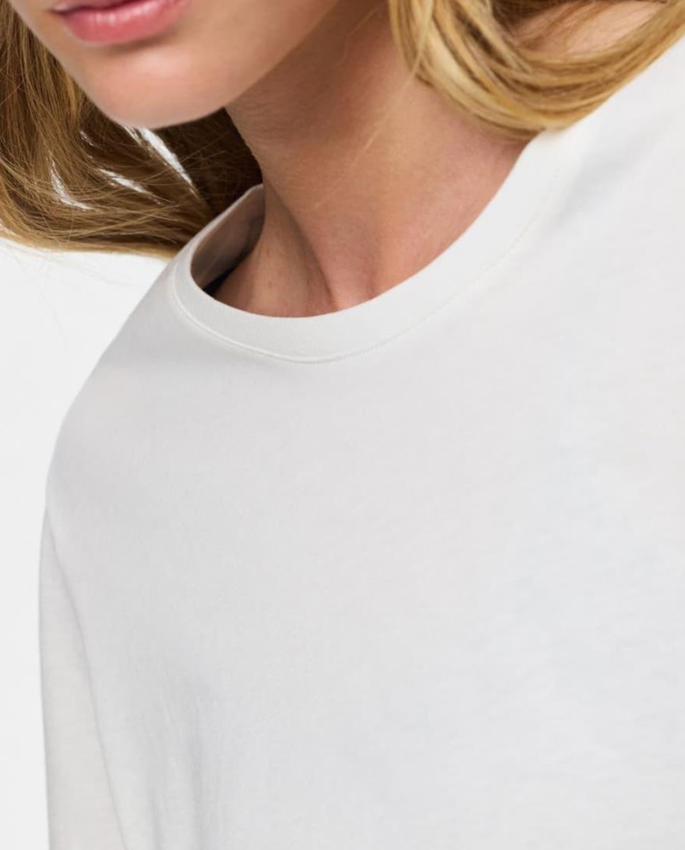 Camiseta de mujer de manga larga con cuello redondo - Pieces - Blanco Blanco-3