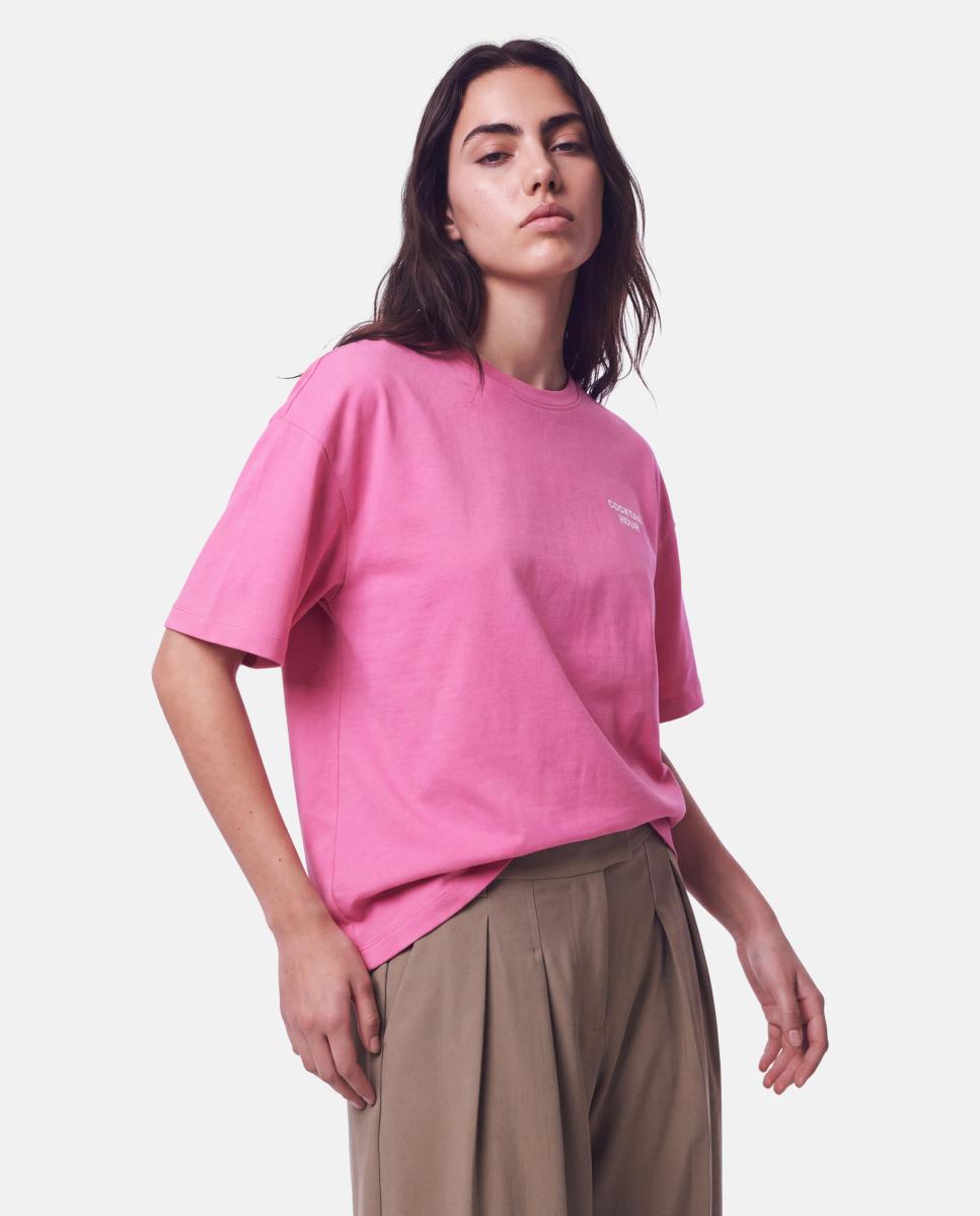 Imagen 1 de Camiseta de manga corta y cuello redondo de mujer - Pieces - Rosa Rosa