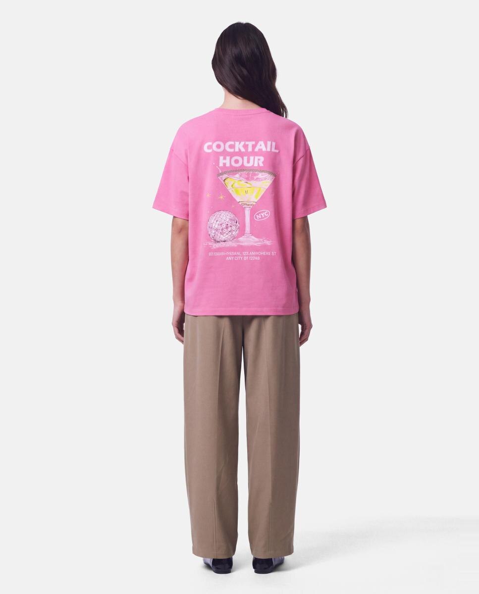 Imagen 2 de Camiseta de manga corta y cuello redondo de mujer - Pieces - Rosa Rosa