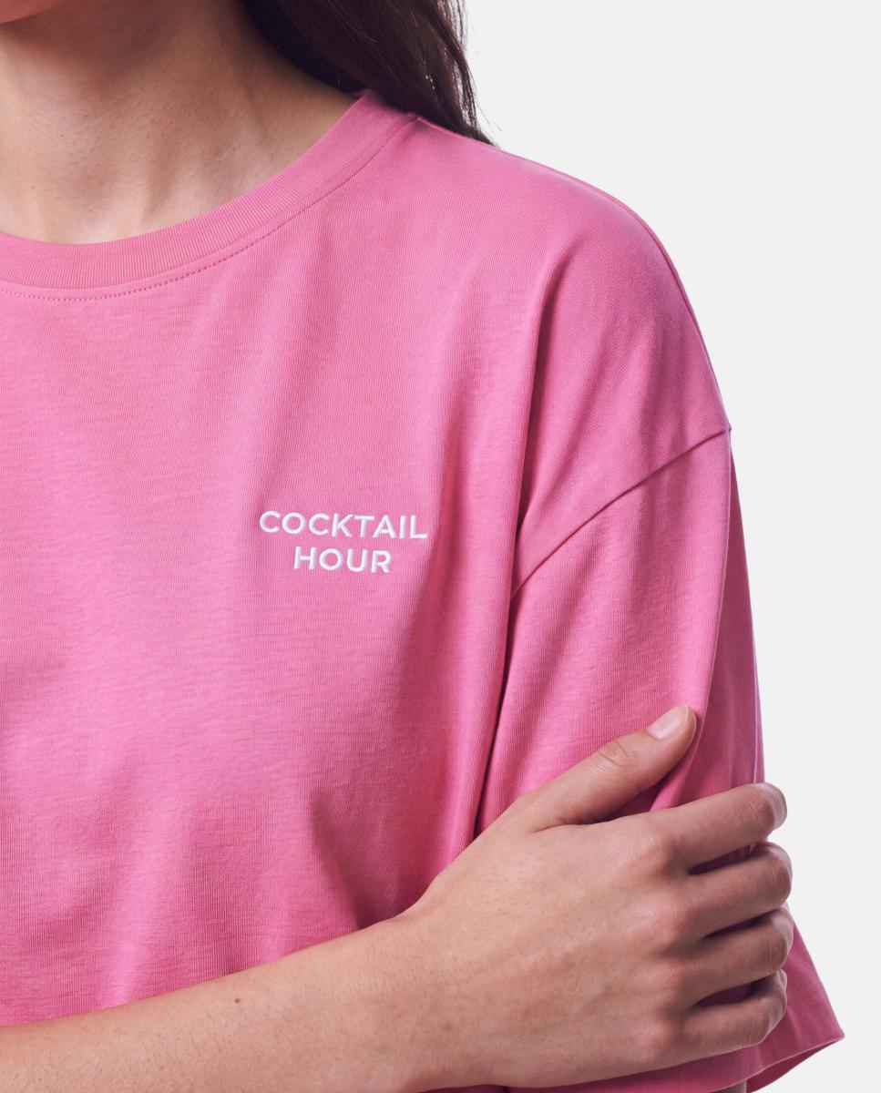 Imagen 4 de Camiseta de manga corta y cuello redondo de mujer - Pieces - Rosa Rosa