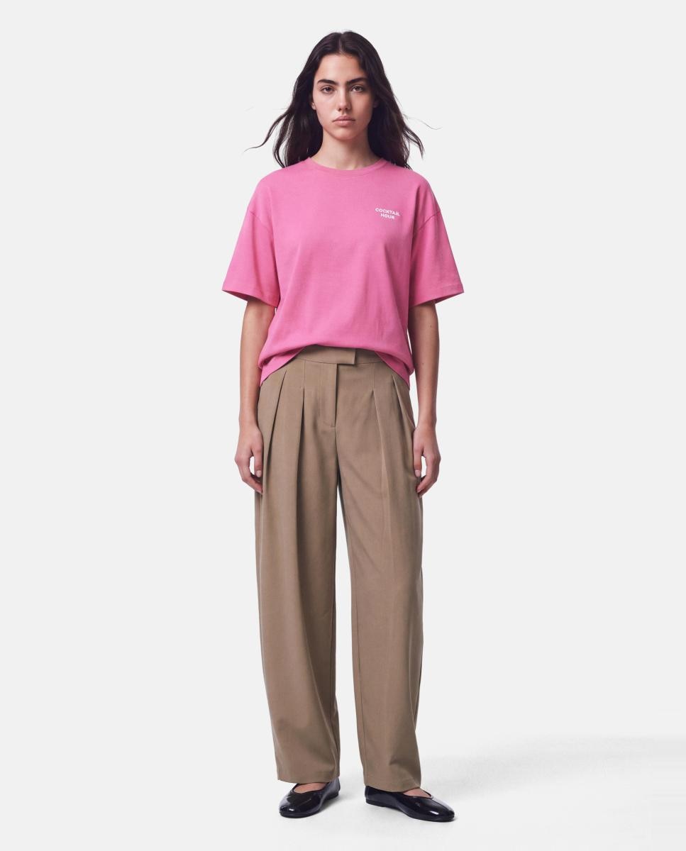 Imagen 7 de Camiseta de manga corta y cuello redondo de mujer - Pieces - Rosa Rosa