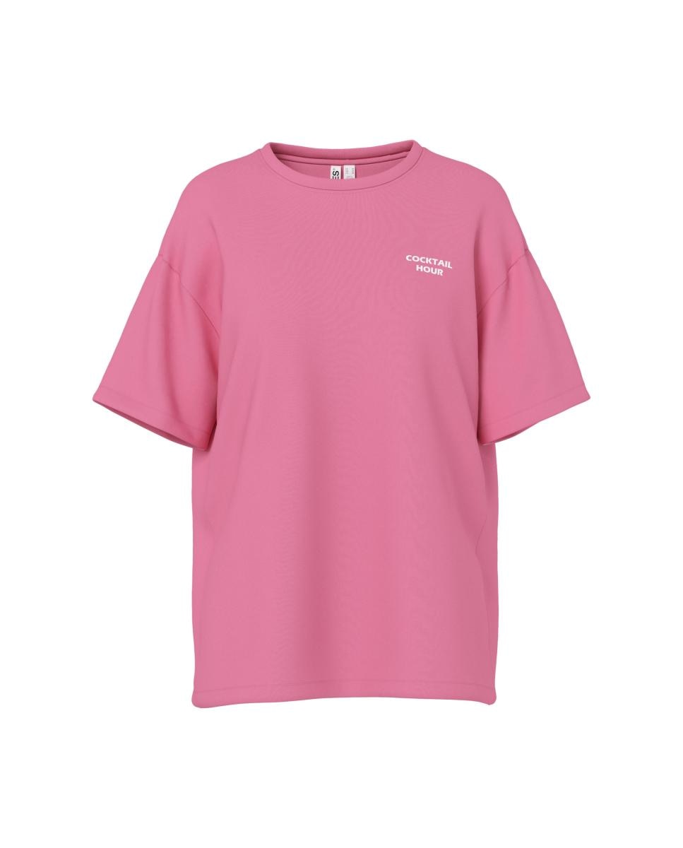 Imagen 5 de Camiseta de manga corta y cuello redondo de mujer - Pieces - Rosa Rosa