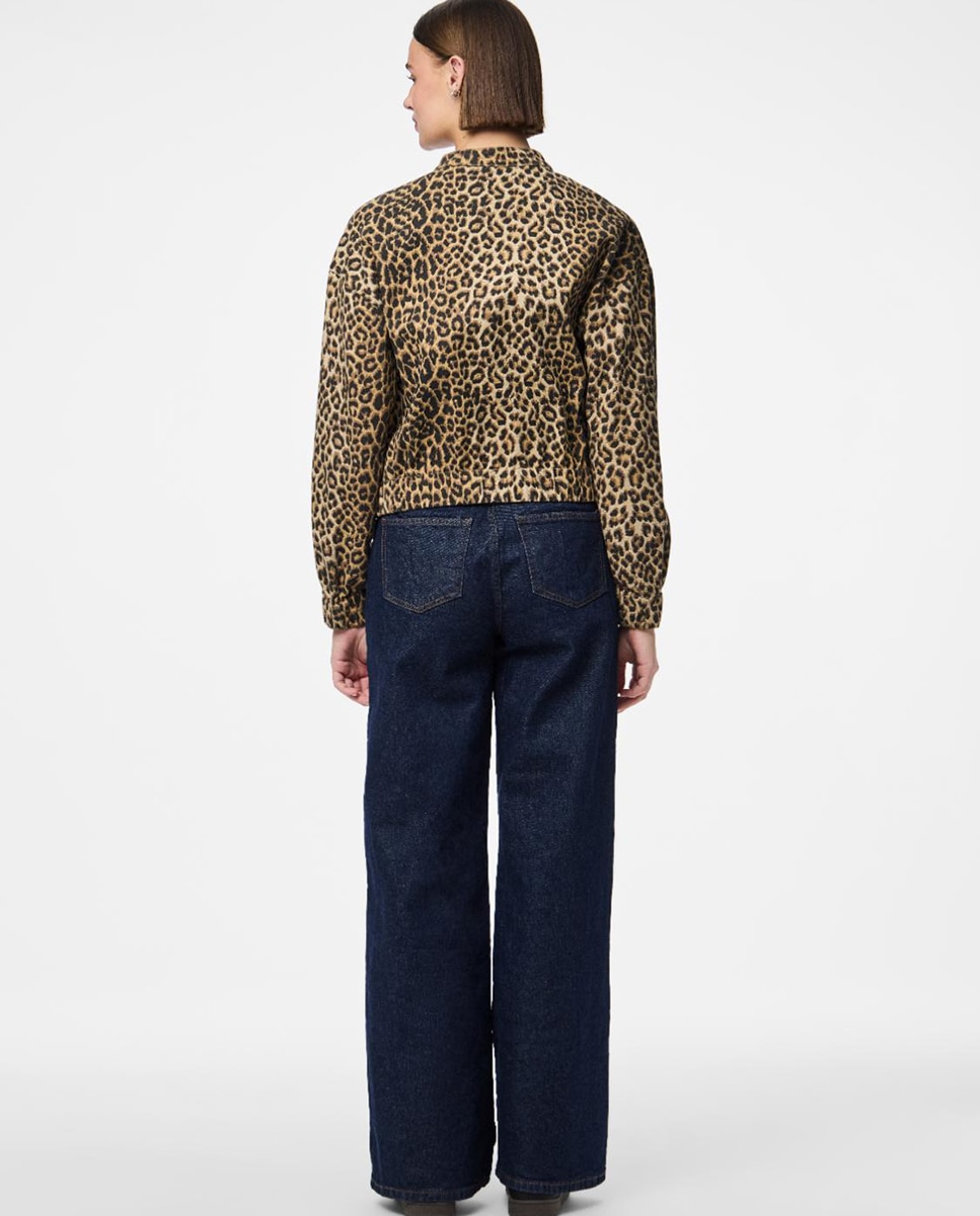Blusão Bomber com Animal Print de Leopardo Castanho-claro-2