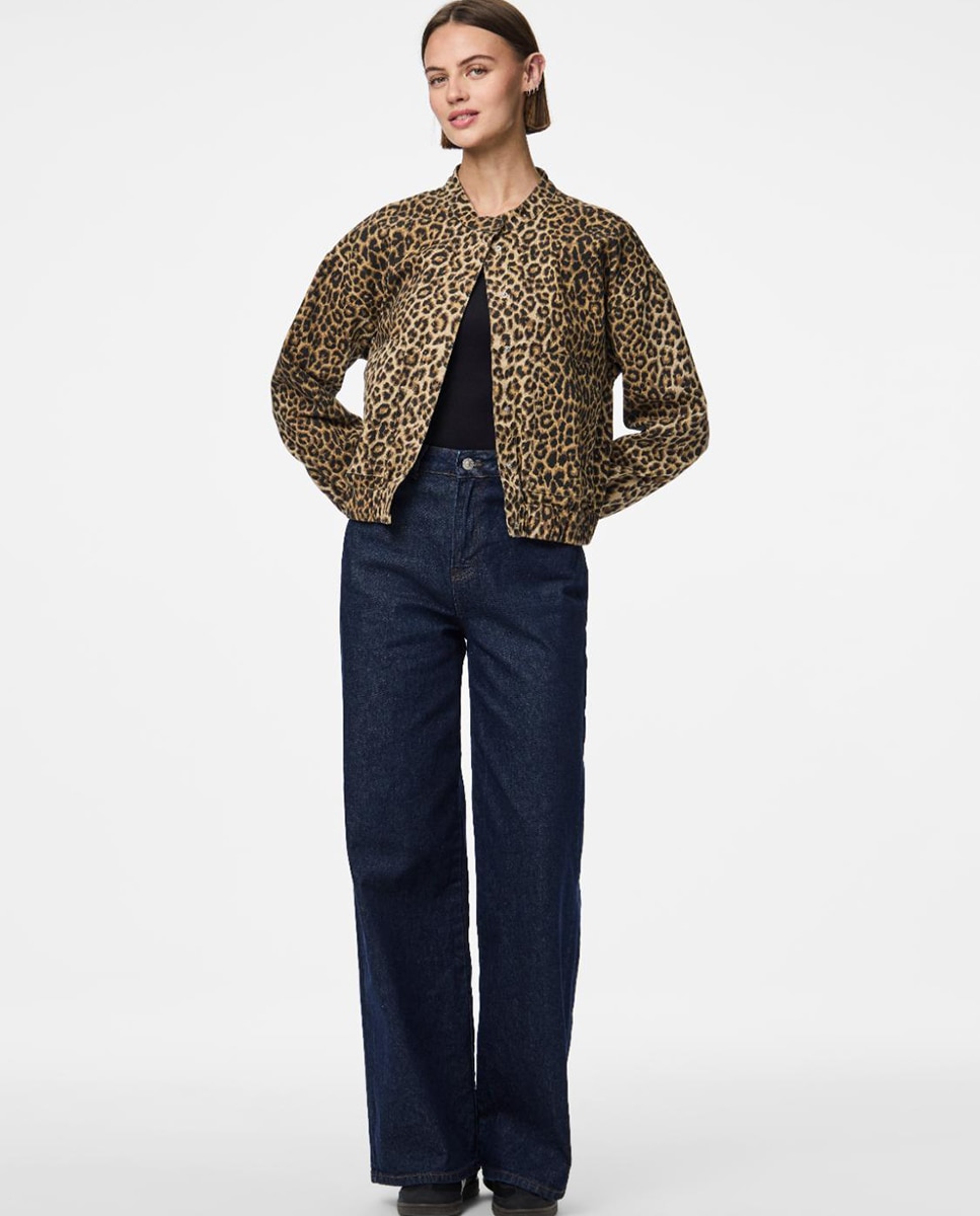 Blusão Bomber com Animal Print de Leopardo Castanho-claro-3