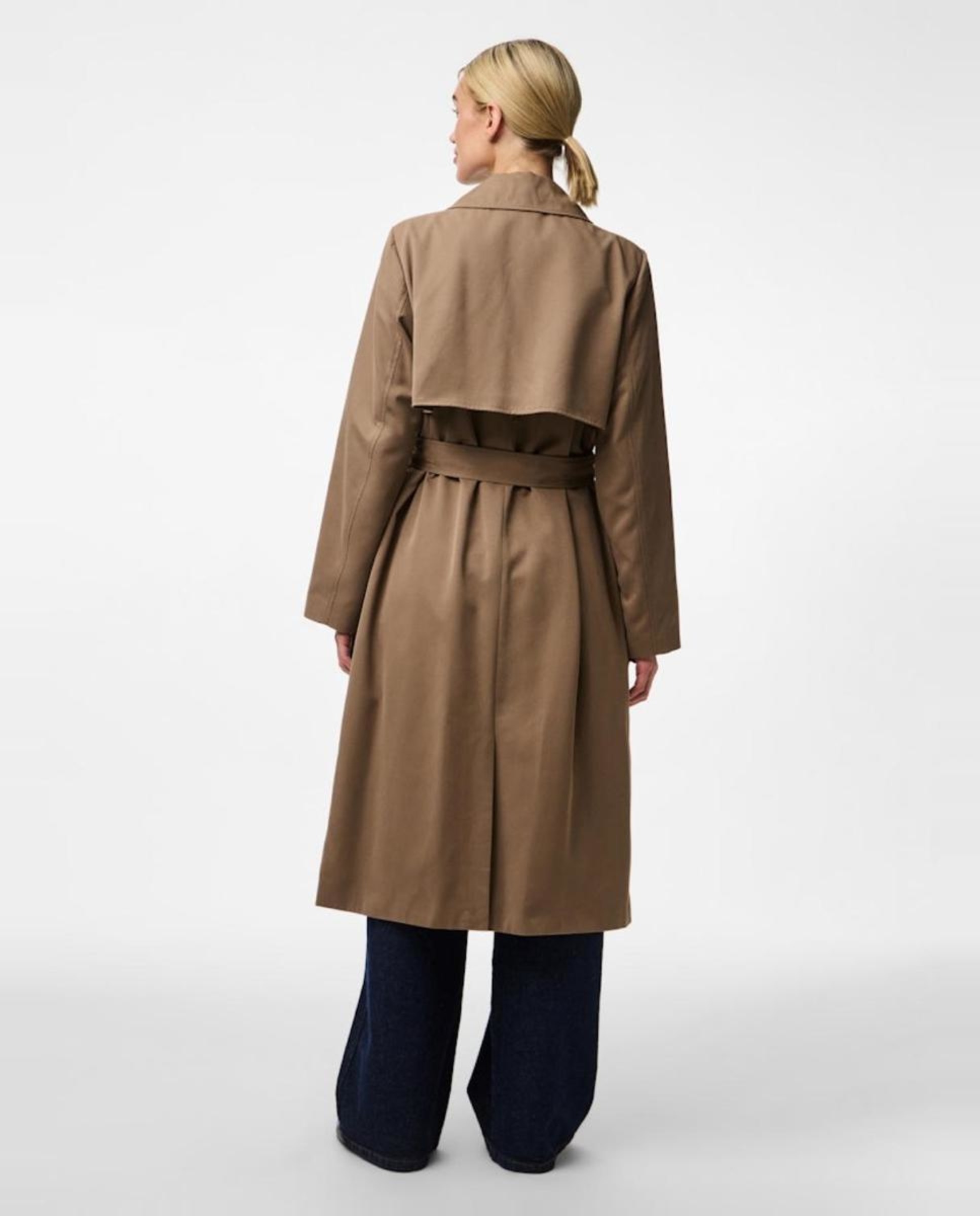 Gabardina Cruzada Midi. Castanho-claro-3