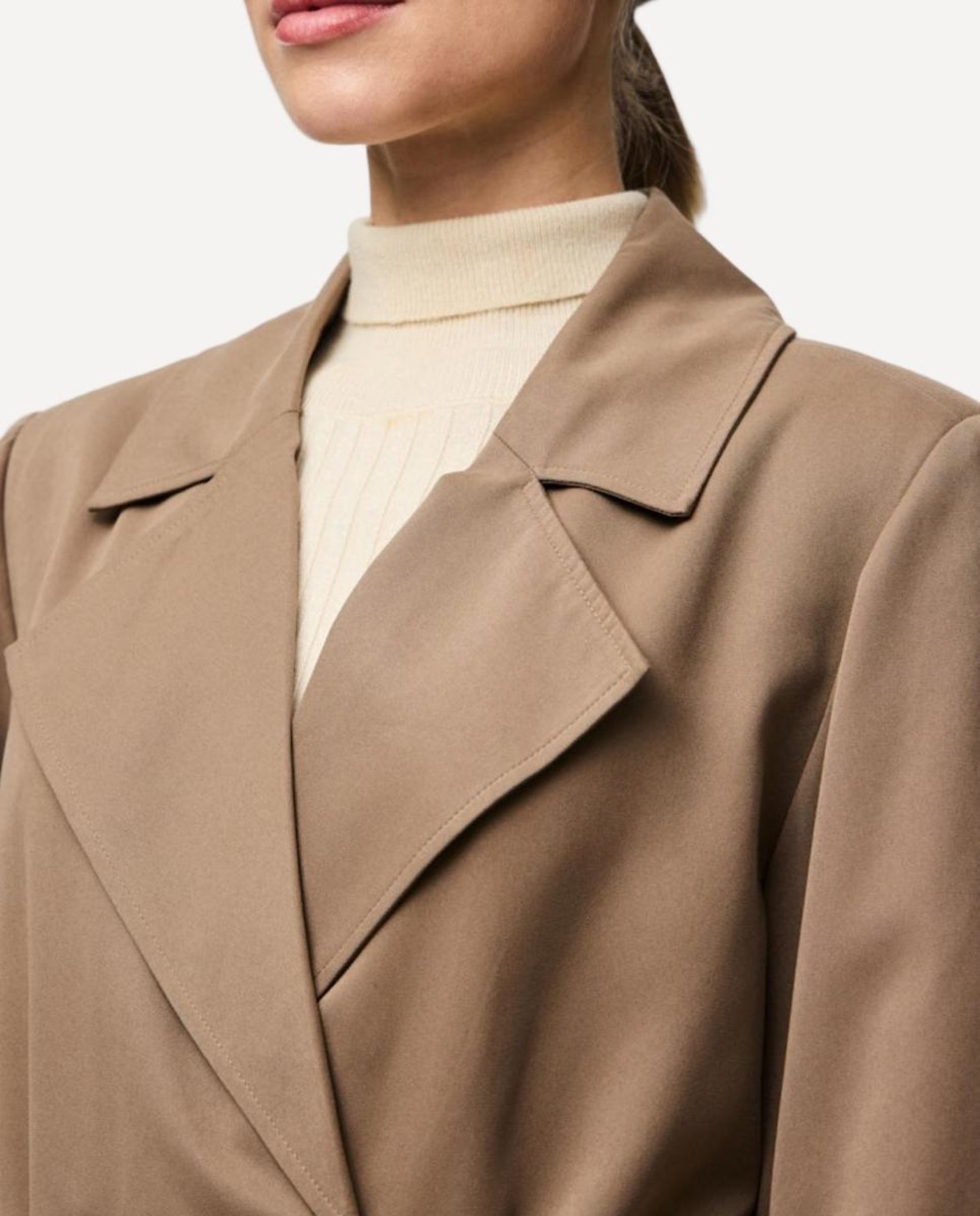 Gabardina Cruzada Midi. Castanho-claro-4