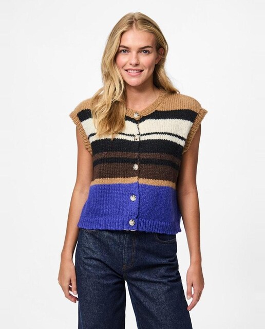 Imagen 0 de Chaleco de punto de rayas de mujer