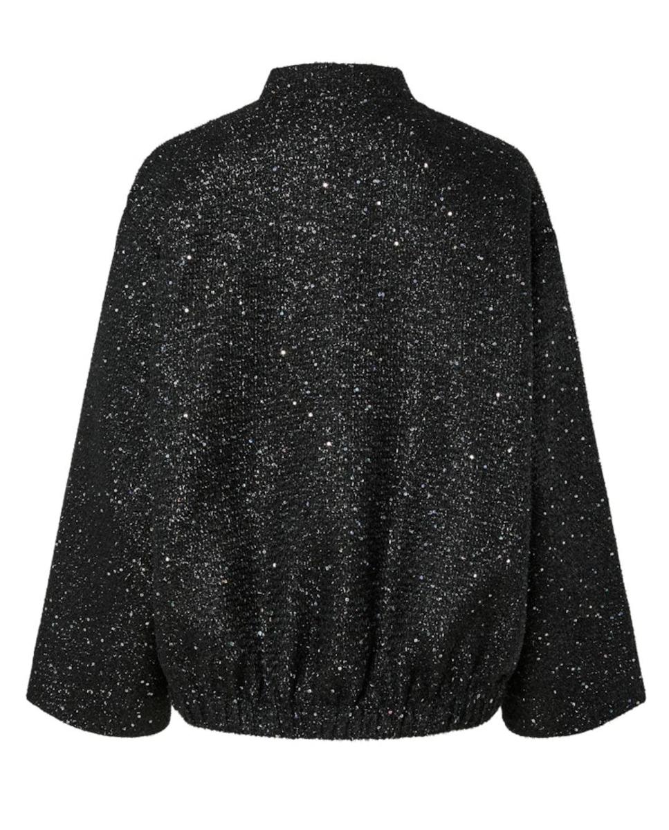 Blusão com Fecho à Frente e Detalhe de Lantejoulas Preto-6