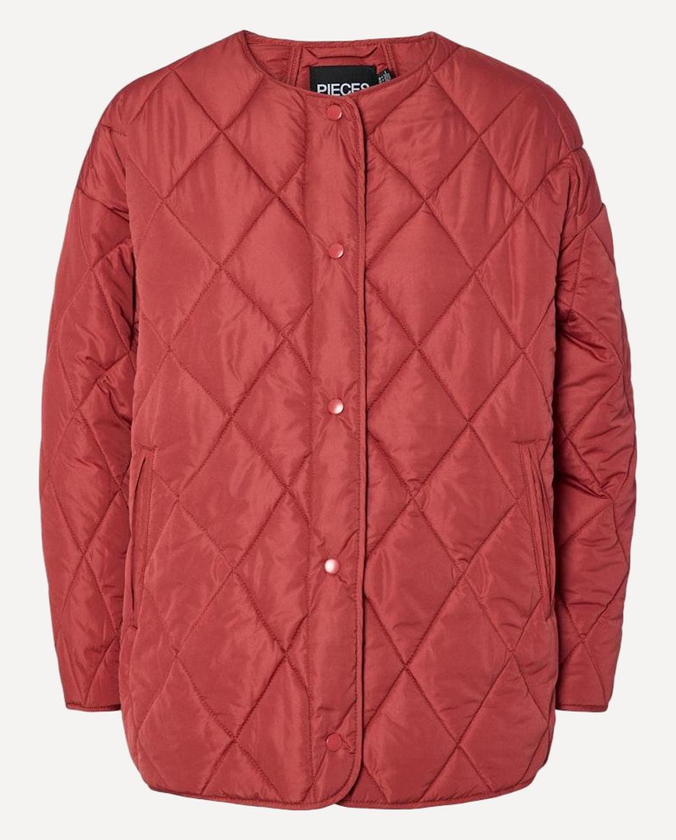 Casaco acolchoado com botões Vermelho-6