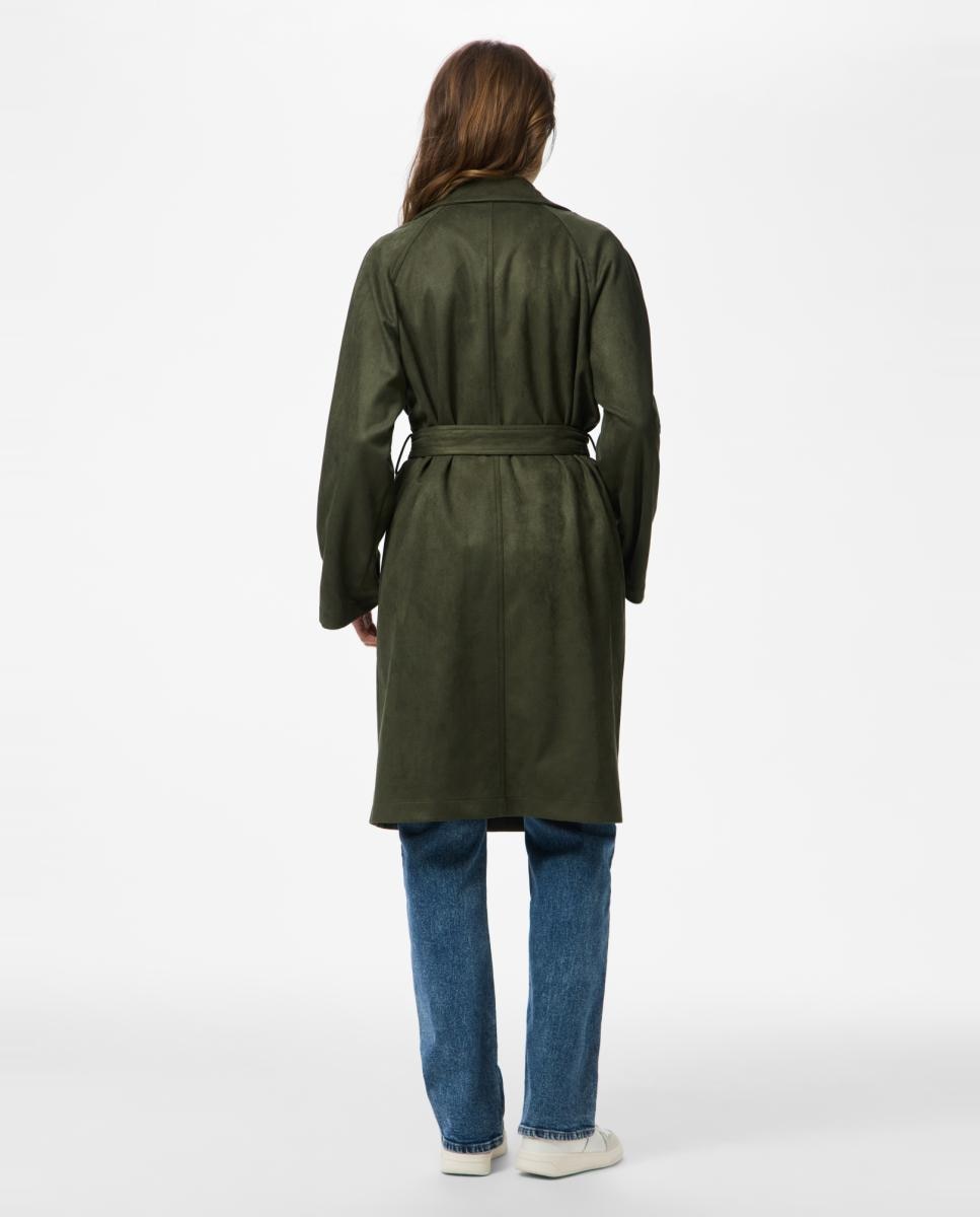 Gabardine Midi de Camurcina Verde-militar-3