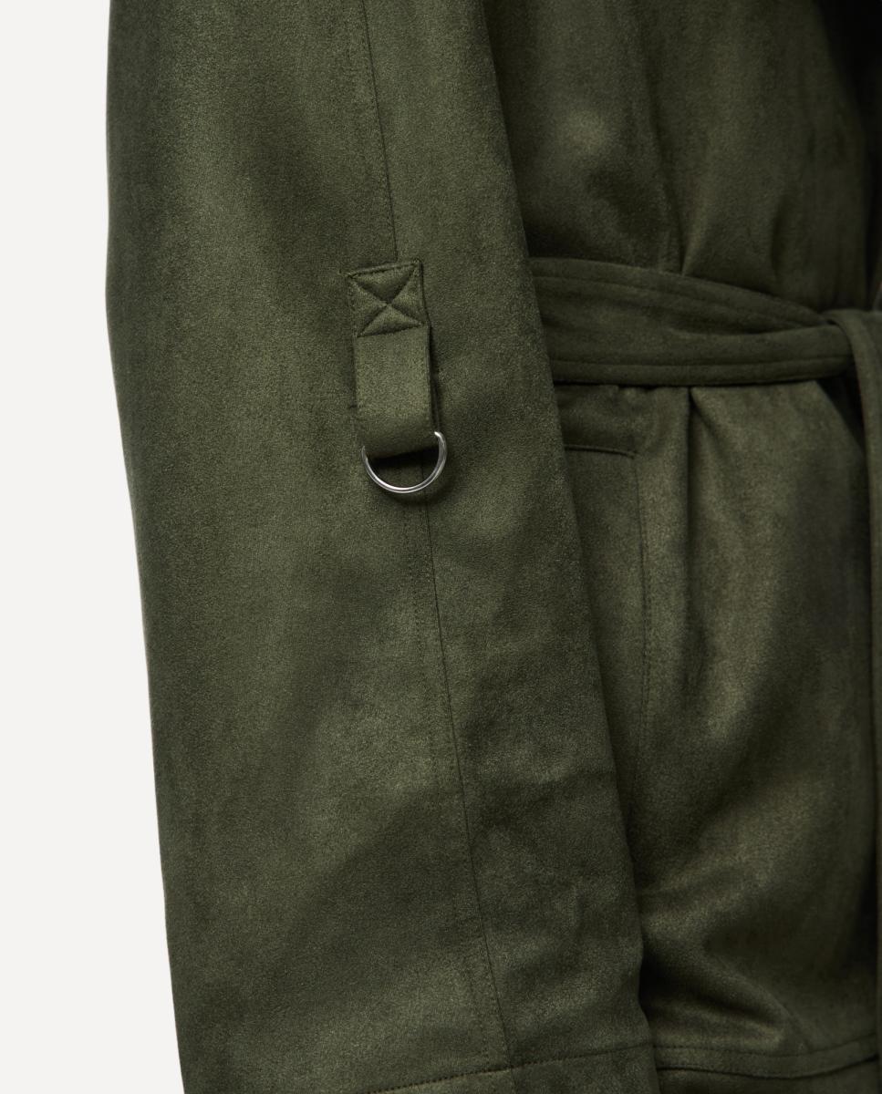 Gabardine Midi de Camurcina Verde-militar-6