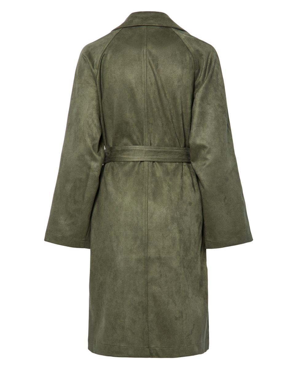 Gabardine Midi de Camurcina Verde-militar-8