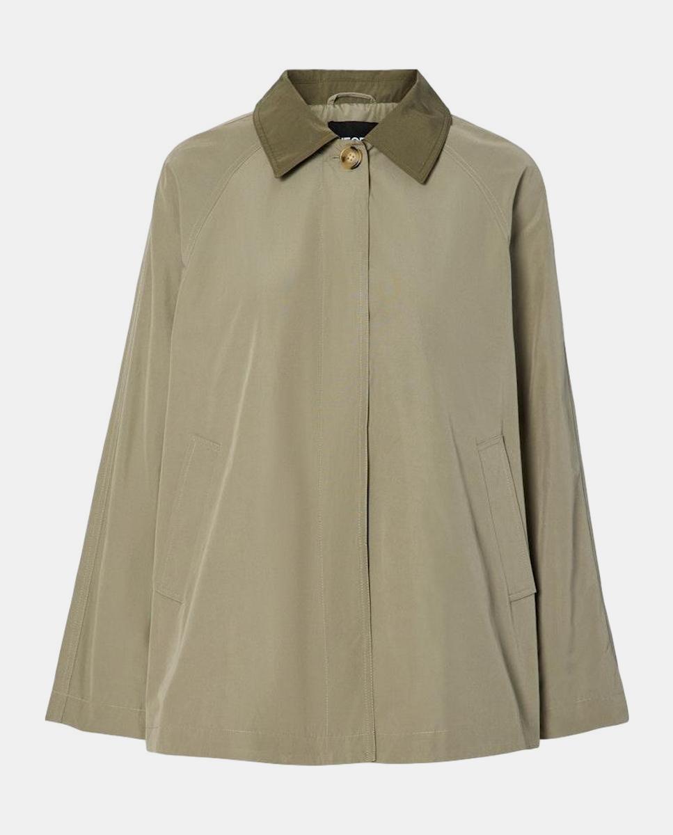 Sobretudo Tipo Gabardine com Colarinho de Camisa Verde-claro-6