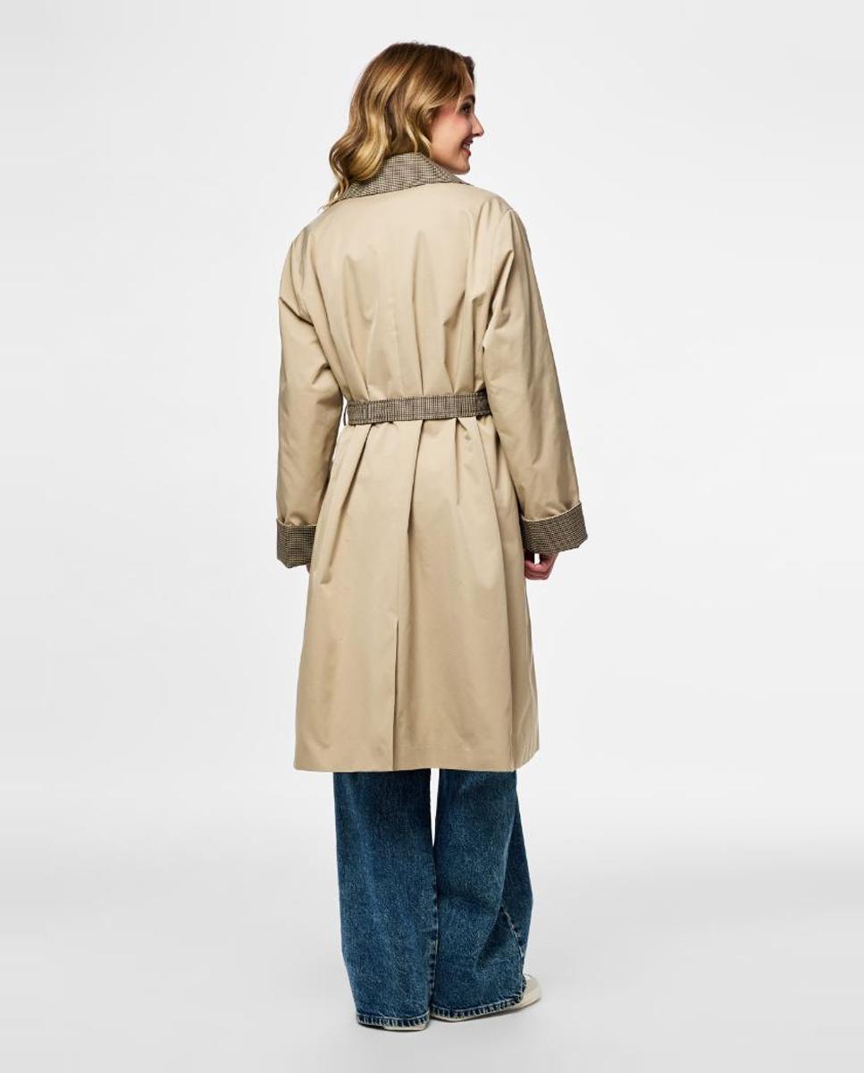 Gabardine com Gola de Lapela Bege-2