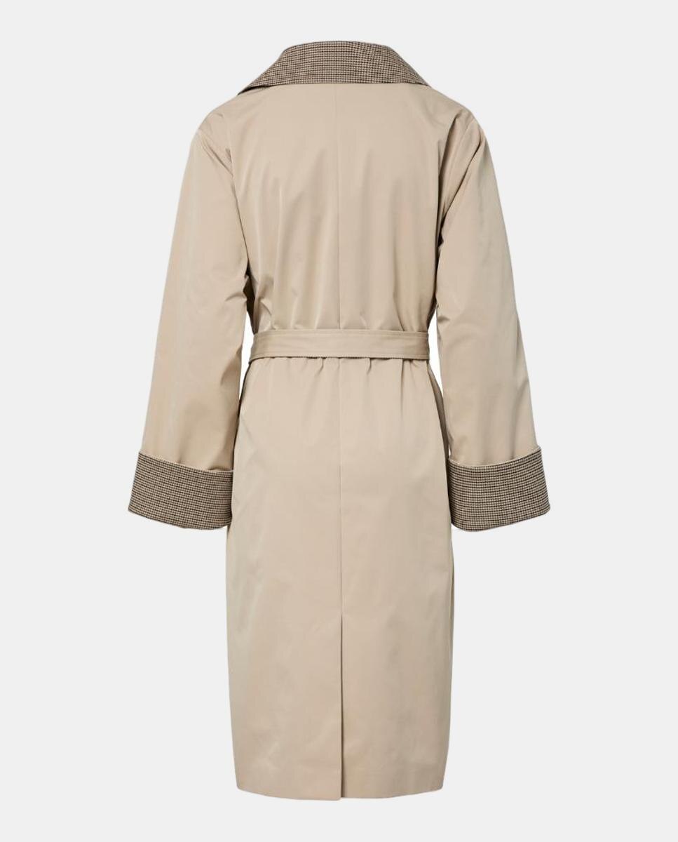 Gabardine com Gola de Lapela Bege-6