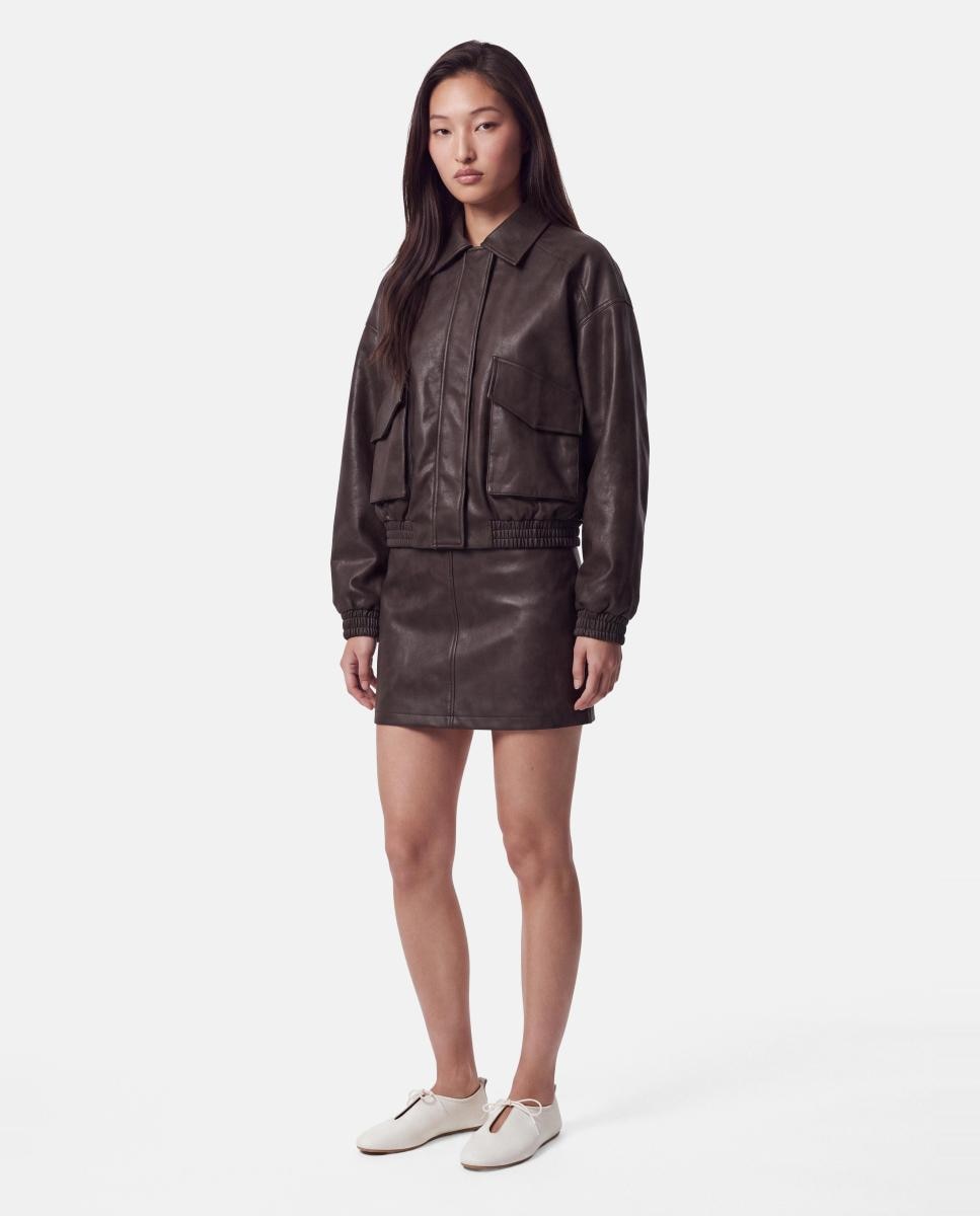 Cazadora bomber de mujer y manga larga - Pieces - Marrón oscuro Marrón oscuro-6