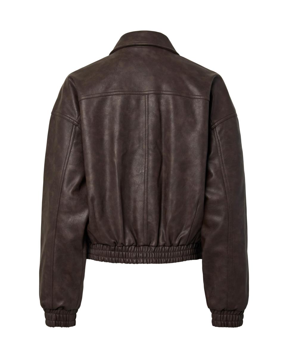 Cazadora bomber de mujer y manga larga - Pieces - Marrón oscuro Marrón oscuro-5
