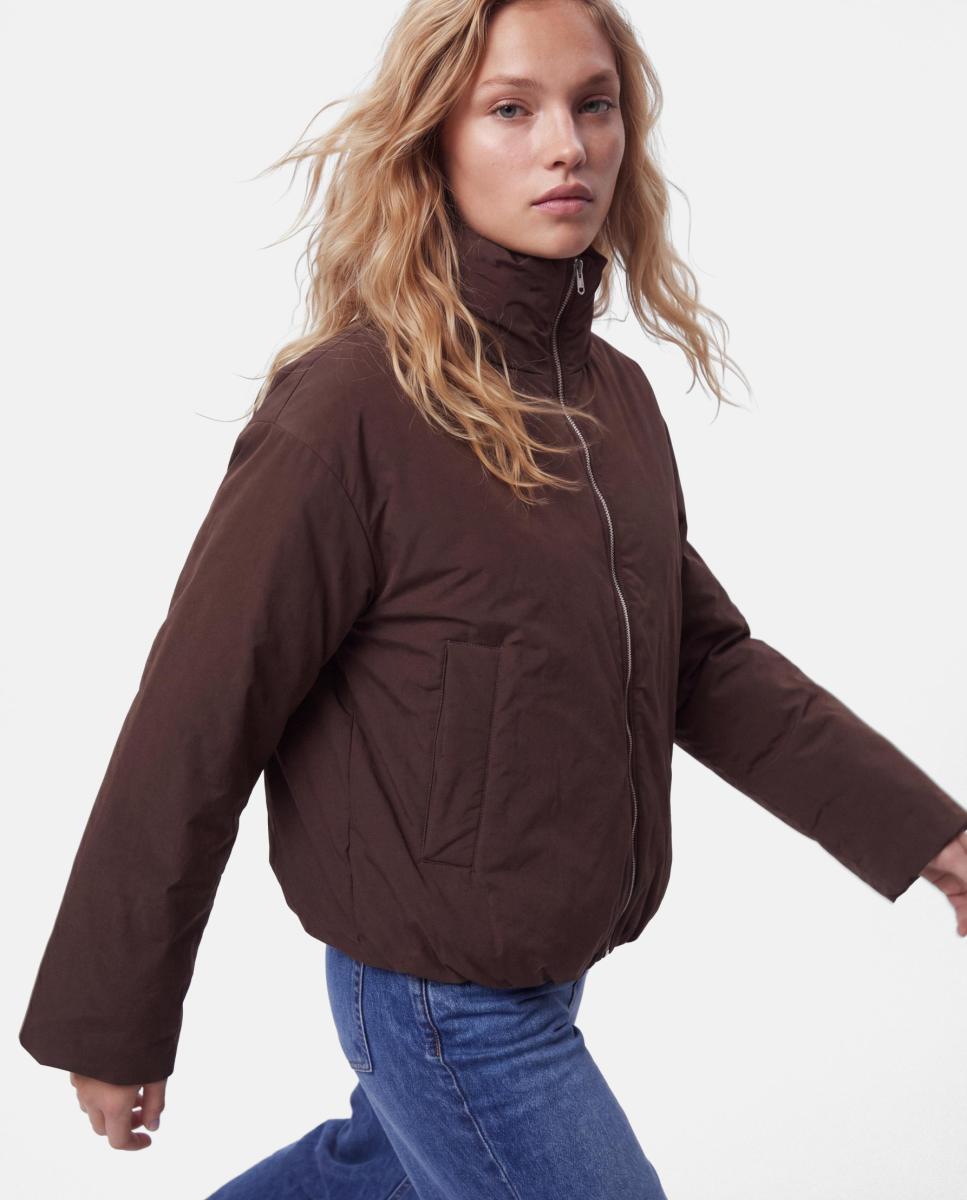 Chaqueta de mujer acolchada - Pieces - Marrón oscuro Marrón oscuro-1