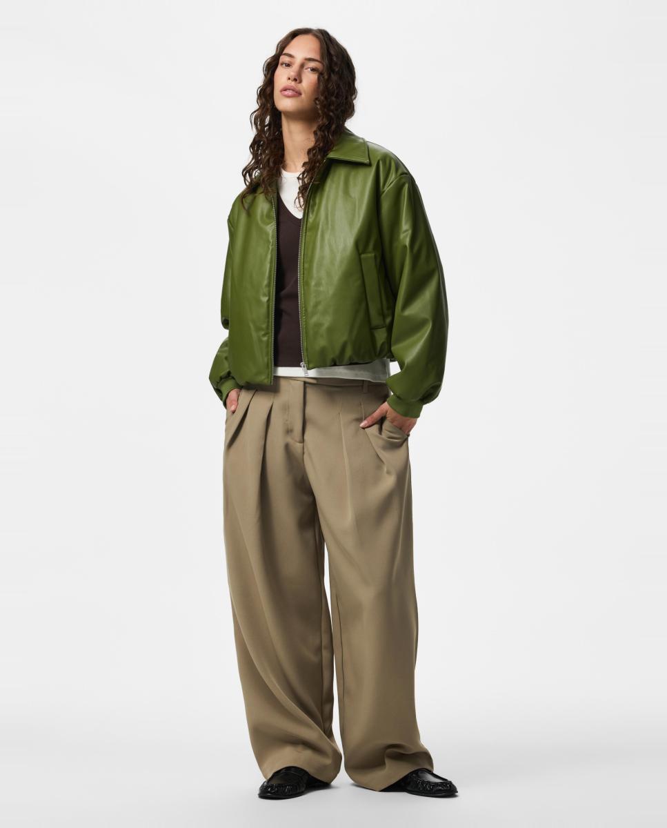 Cazadora bomber de mujer - Pieces - Verde claro Verde claro-2