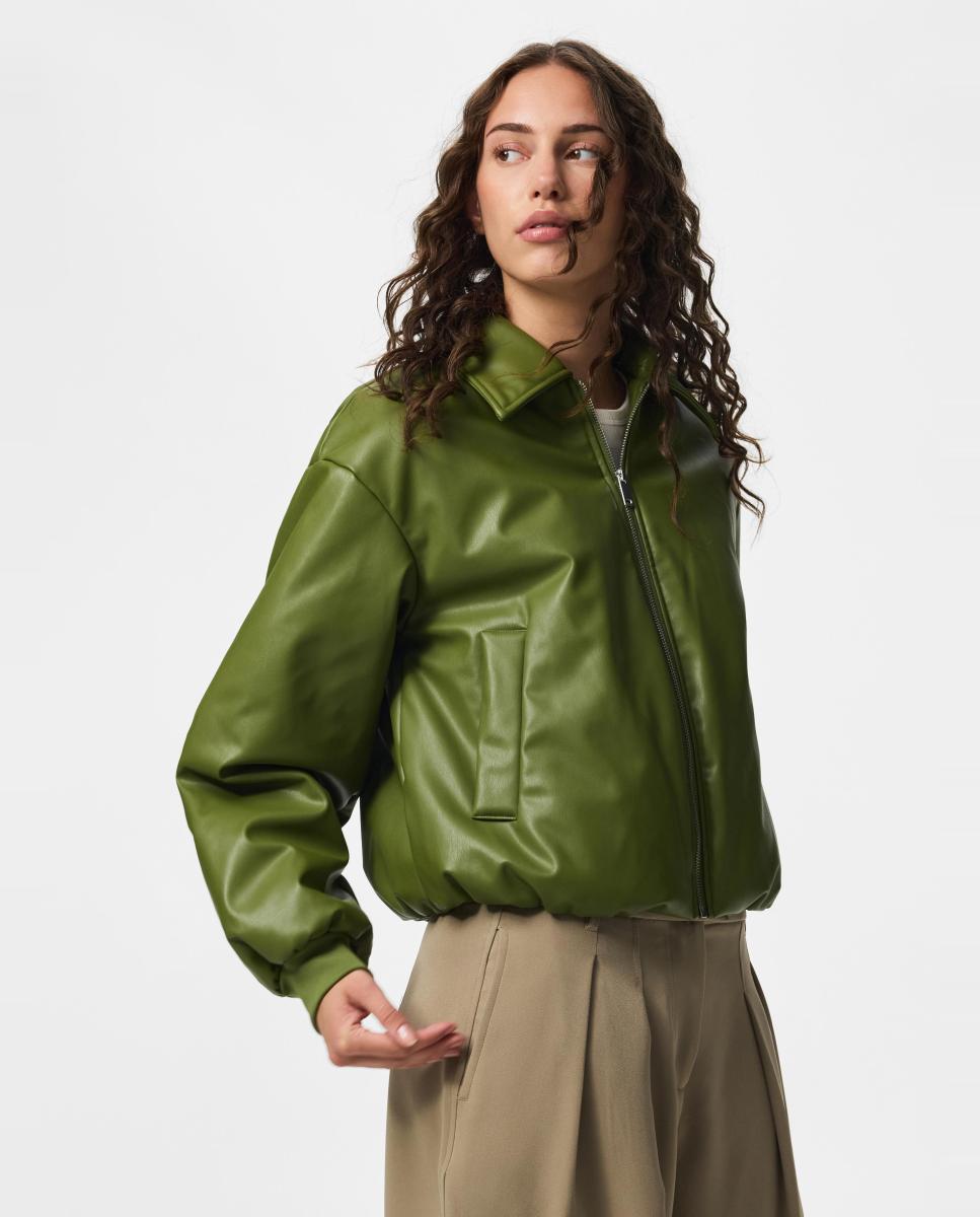Cazadora bomber de mujer - Pieces - Verde claro Verde claro-3