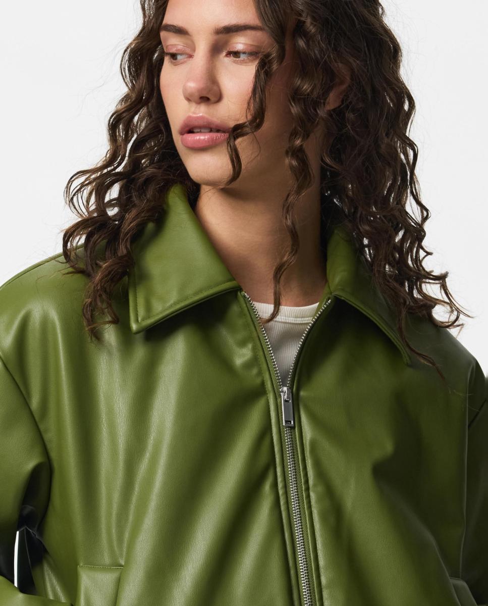Cazadora bomber de mujer - Pieces - Verde claro Verde claro-4