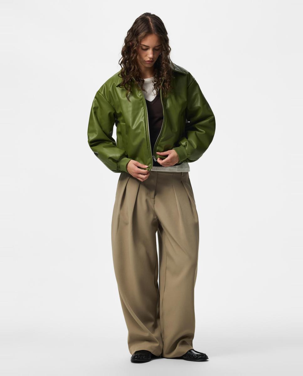 Cazadora bomber de mujer - Pieces - Verde claro Verde claro-8