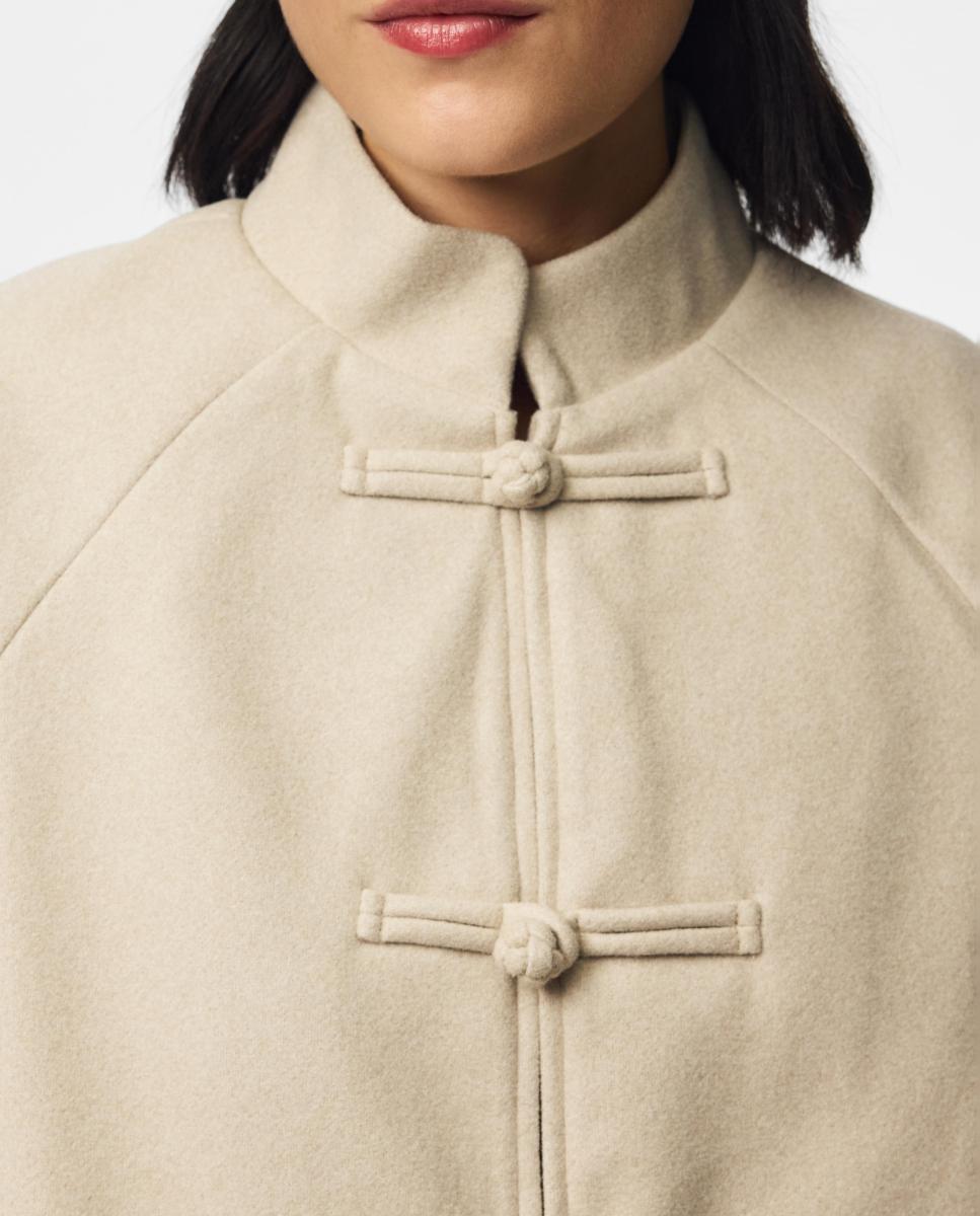 Abrigo de mujer de paño - Pieces - Beige Beige-6