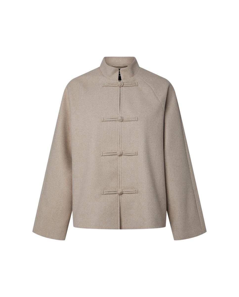 Abrigo de mujer de paño - Pieces - Beige Beige-7