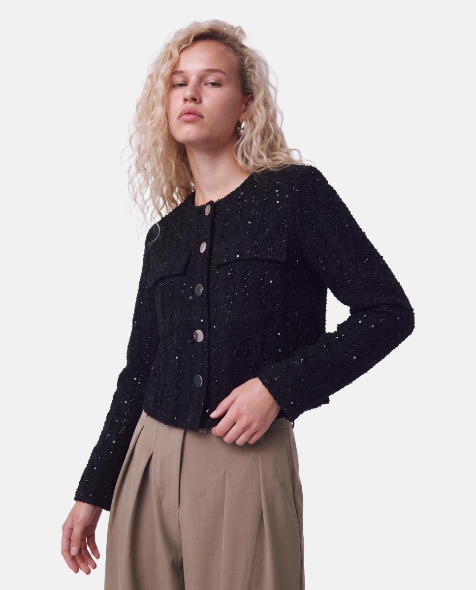 Imagen 0 de Chaqueta de mujer con cuello redondo Negro