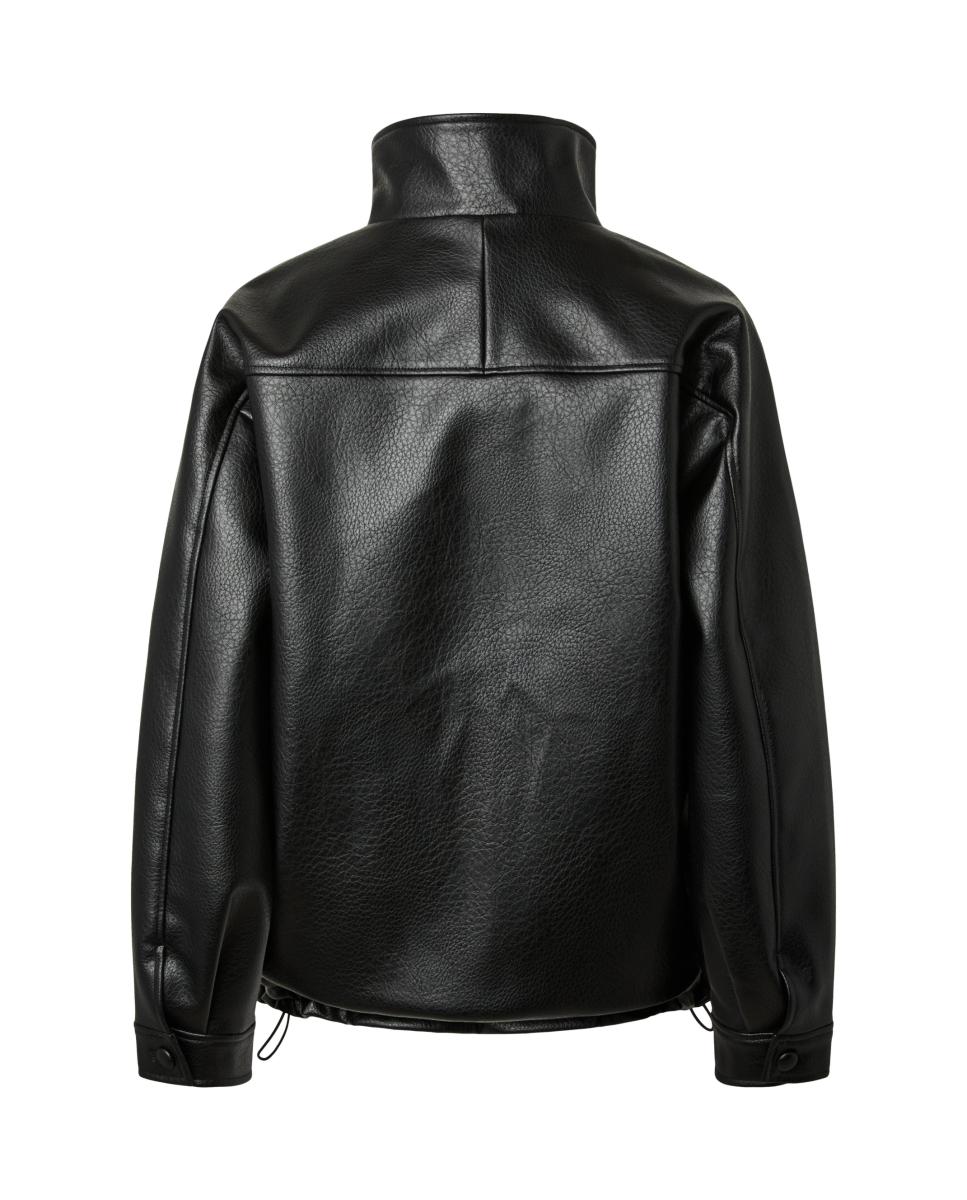Blusão Biker com Gola Alta e Manga Comprida Preto-8