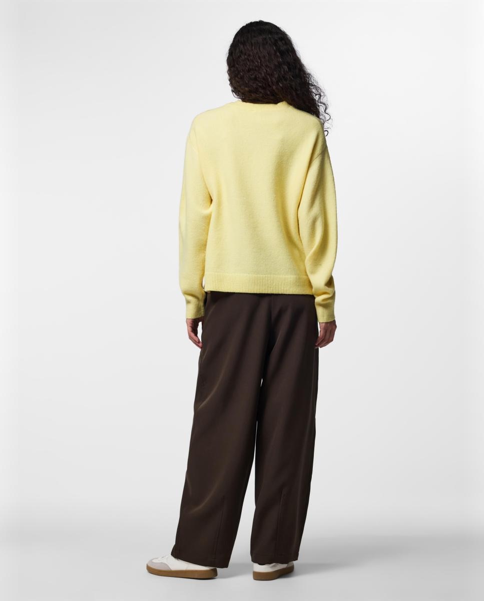 Jersey de mujer con cuello redondo y manga larga - Pieces - Amarillo Amarillo-2