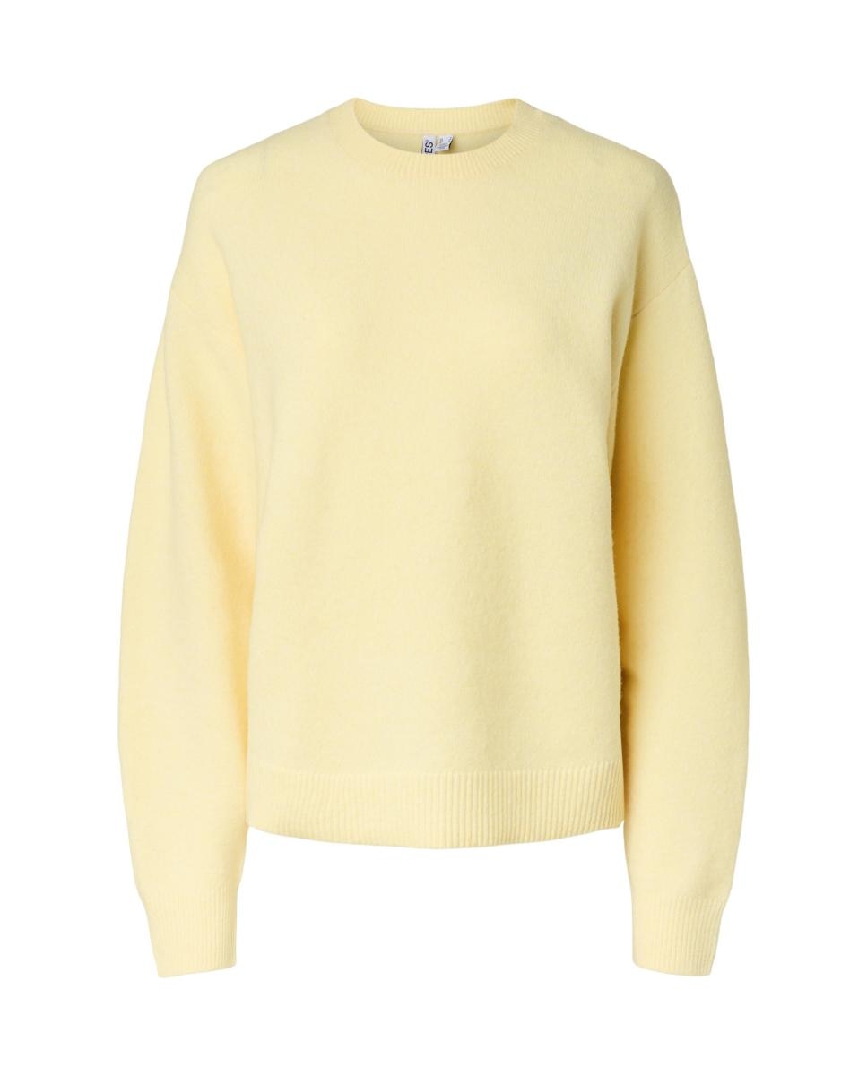 Jersey de mujer con cuello redondo y manga larga - Pieces - Amarillo Amarillo-5