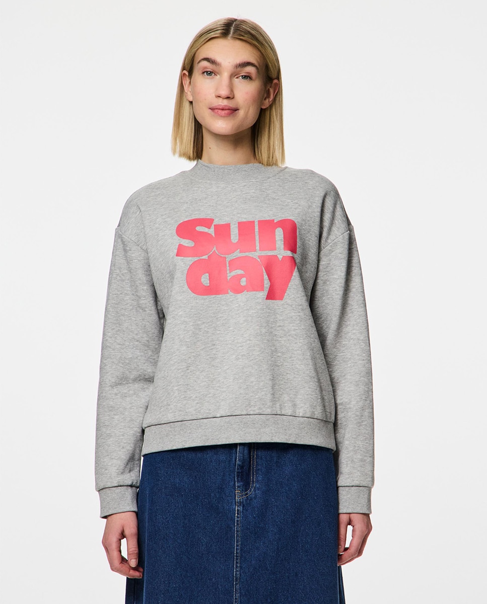 Sweatshirt com Estampado Cinzento-claro-1
