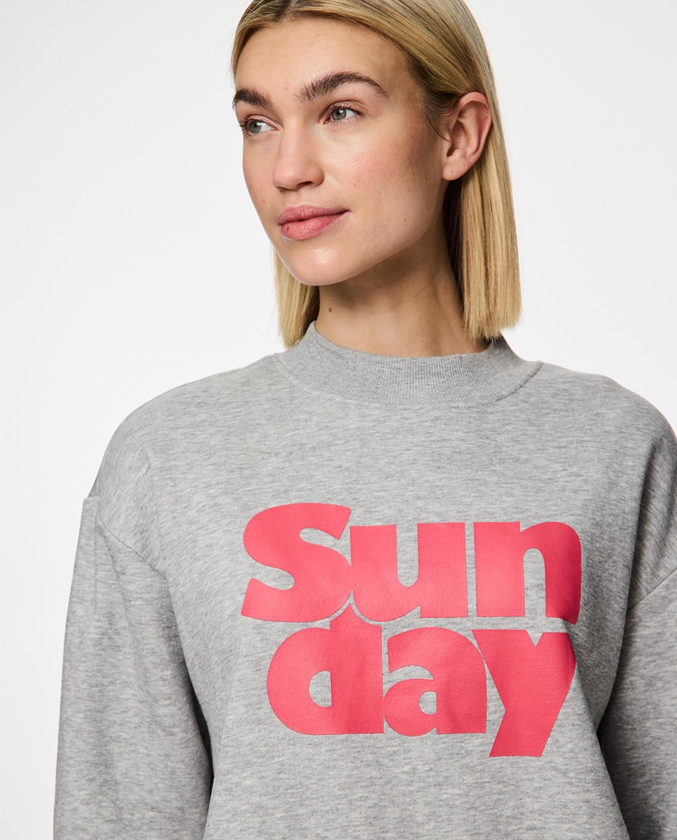 Sweatshirt com Estampado Cinzento-claro-3