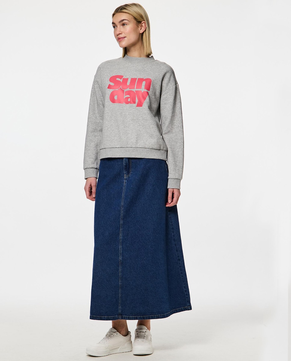 Sweatshirt com Estampado Cinzento-claro-4