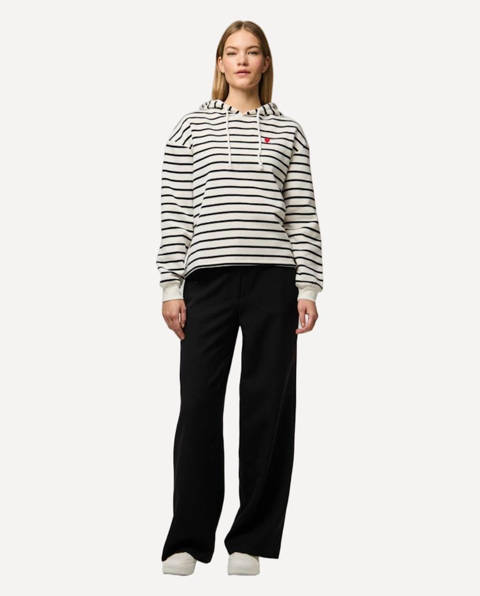 Sweatshirt de Fato de Treino com Manga Comprida às Riscas Preto-2