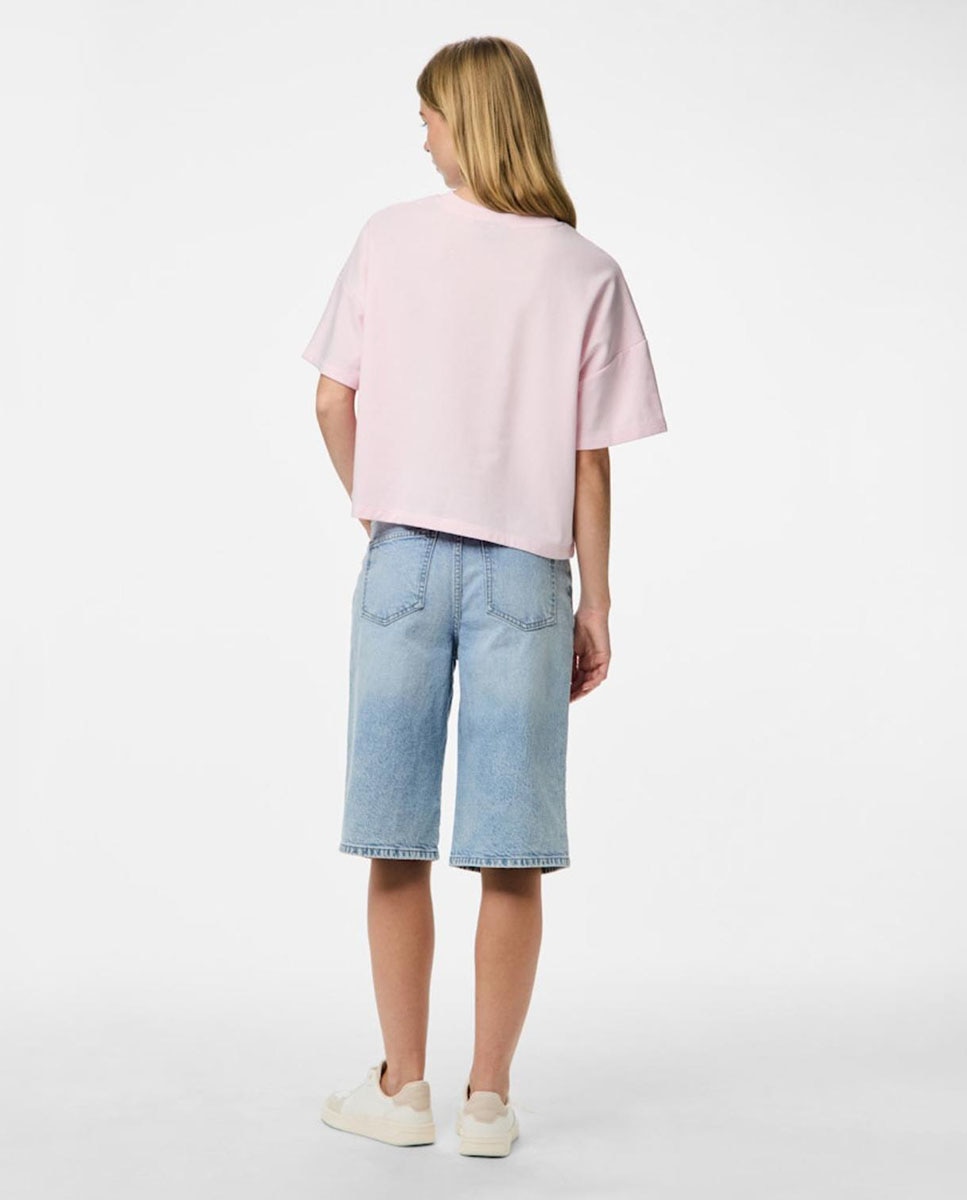 Sweatshirt de Manga Curta Oversize Rosa-claro-2