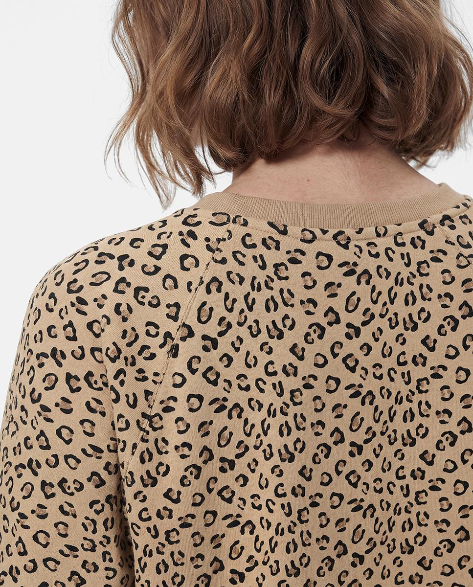 Sweatshirt Estampada às Riscas Castanho-claro-4