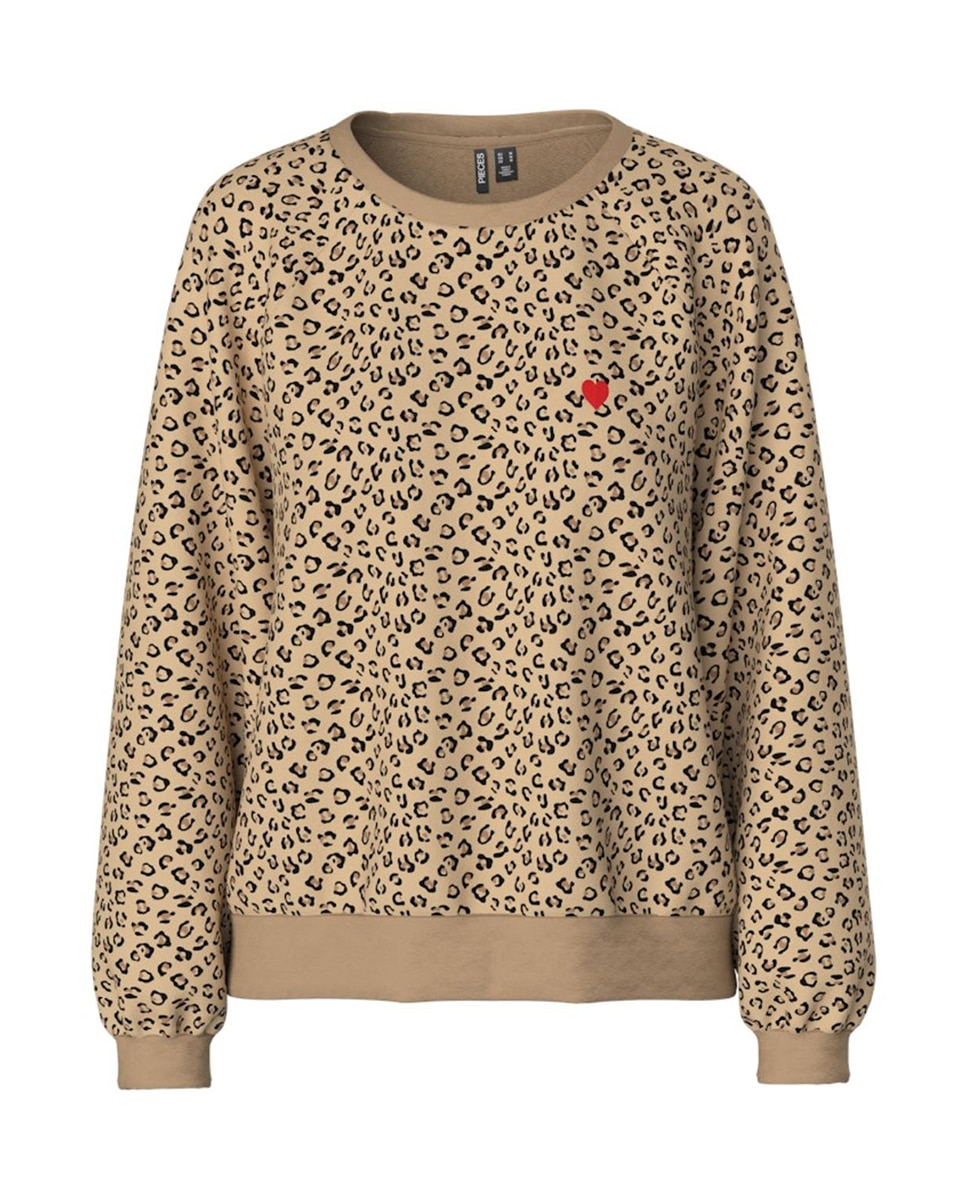 Sweatshirt Estampada às Riscas Castanho-claro-5