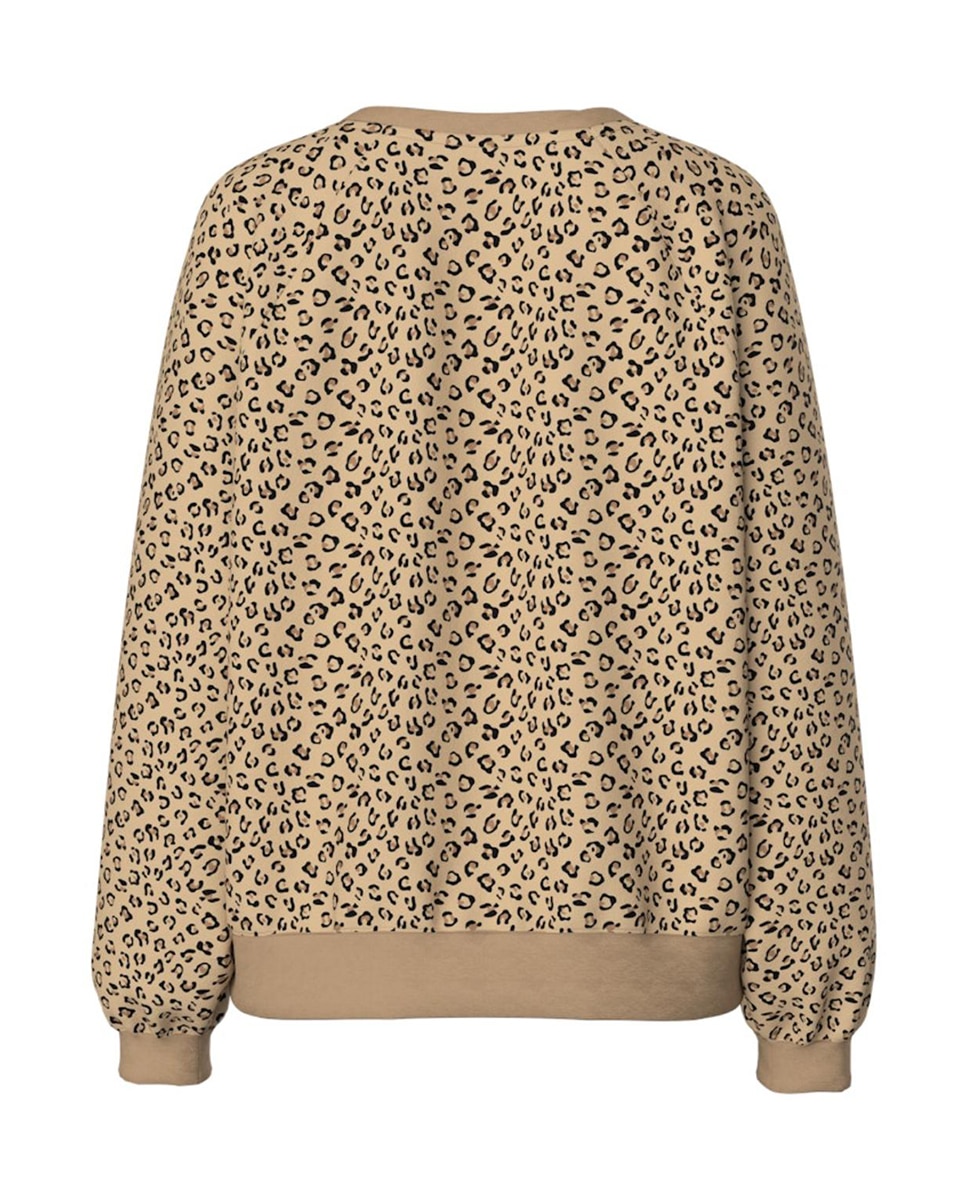 Sweatshirt Estampada às Riscas Castanho-claro-6