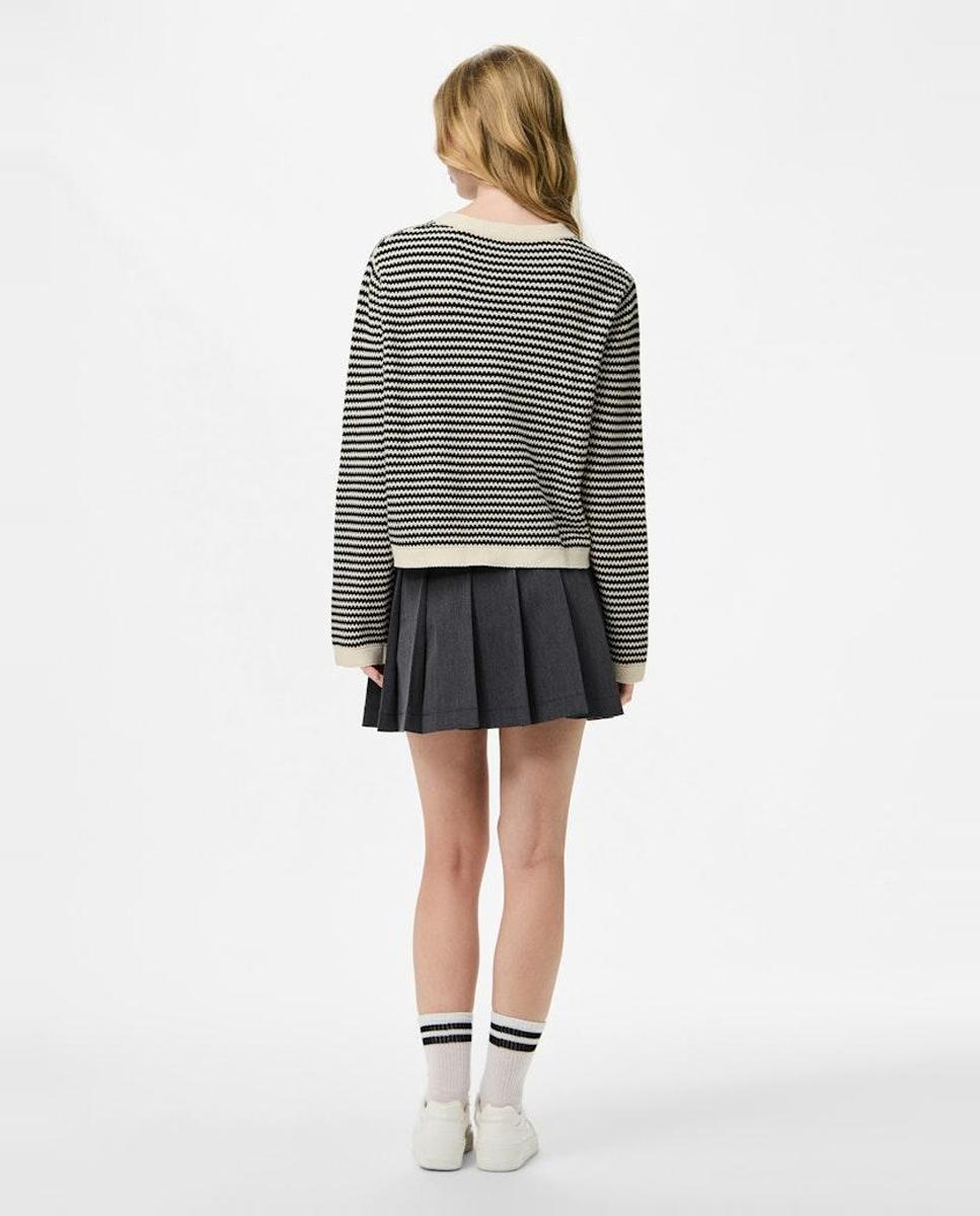 Cardigan de Malha às Riscas Preto-3
