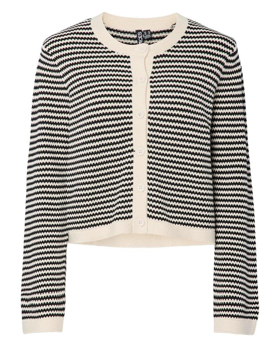 Cardigan de Malha às Riscas Preto-5