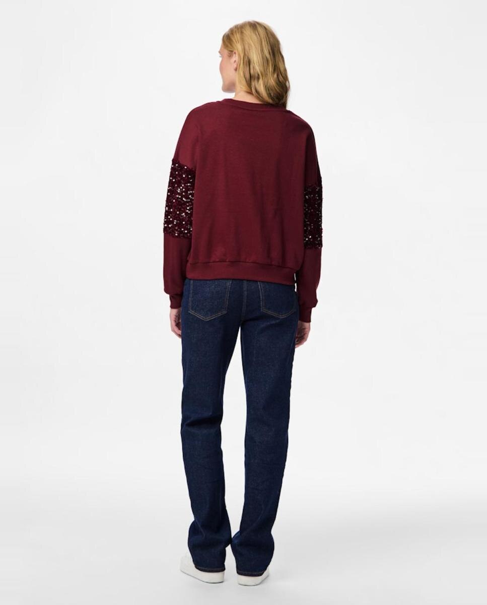 Sweatshirt com Decote Redondo e Detalhe de Lantejoulas Bordeaux-3