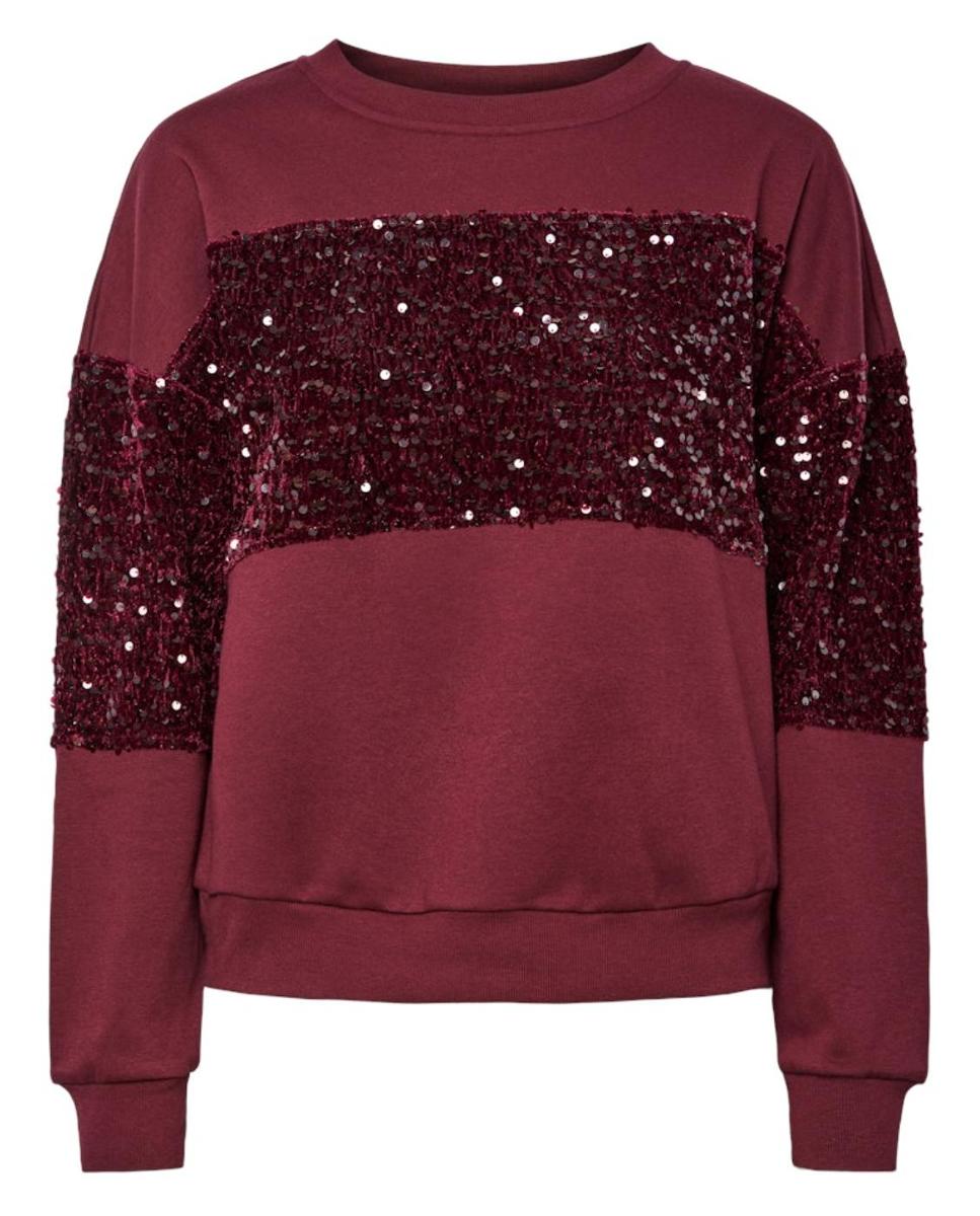 Sweatshirt com Decote Redondo e Detalhe de Lantejoulas Bordeaux-5