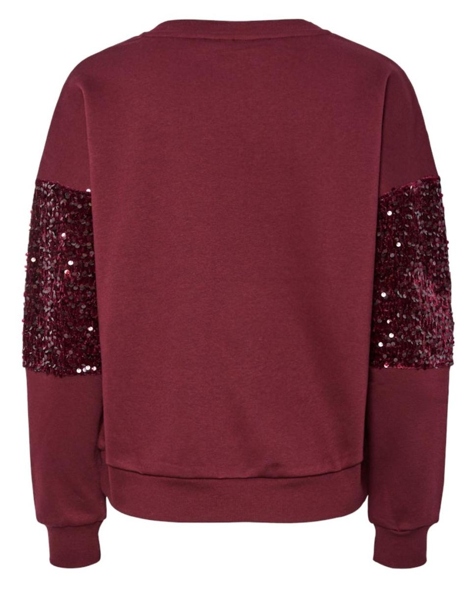 Sweatshirt com Decote Redondo e Detalhe de Lantejoulas Bordeaux-6